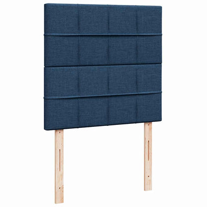 Struttura Letto Pouf con Materasso Blu 90x200 cm in Tessuto