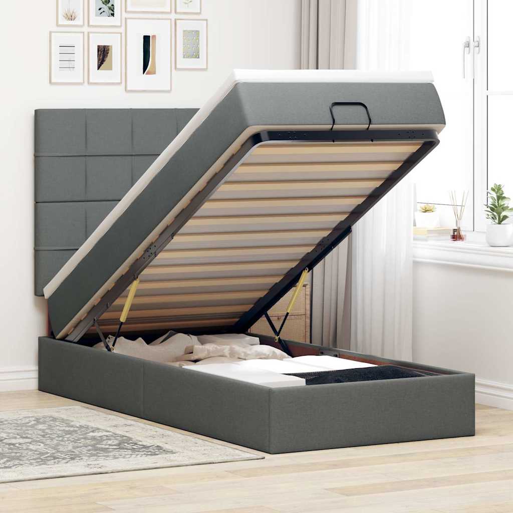 Struttura Letto Pouf con Materasso 100x200 cm in Tessuto