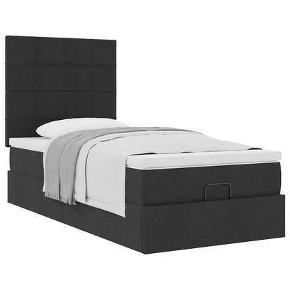 Pouf Letto con Materasso Nero 100x200 cm in Tessuto | homemem39