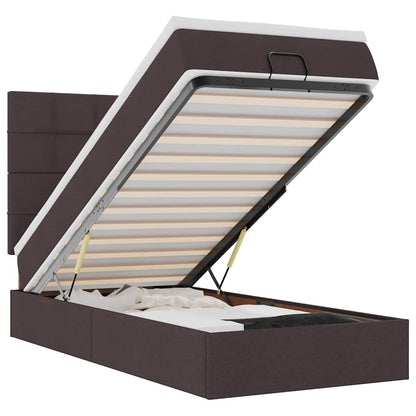 Pouf Letto con Materasso Marrone Scuro 100x200 cm in Tessuto - homemem39