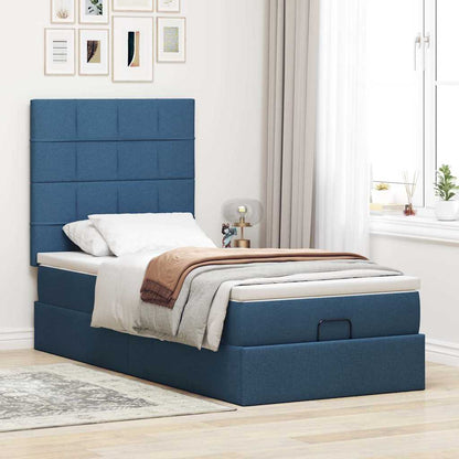 Pouf Letto con Materasso Blu 100x200 cm in Tessuto