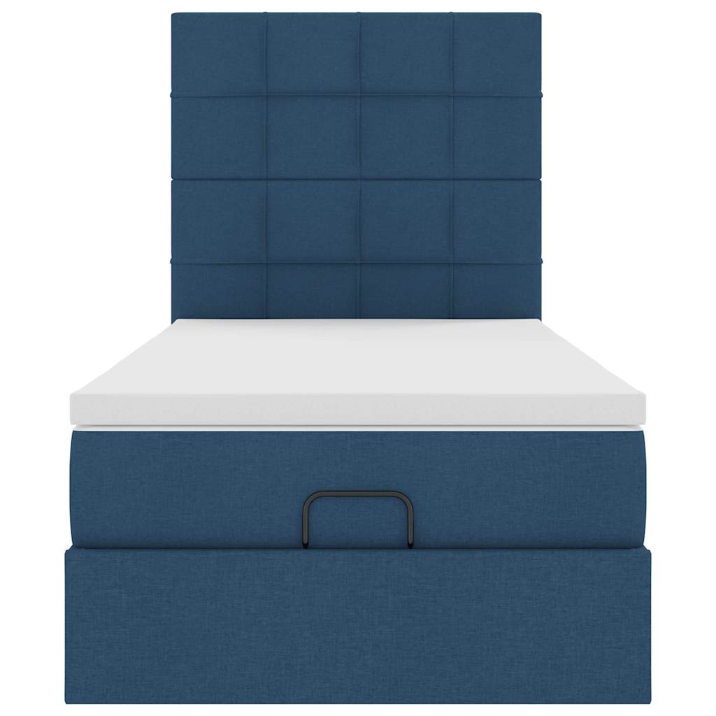 Pouf Letto con Materasso Blu 100x200 cm in Tessuto