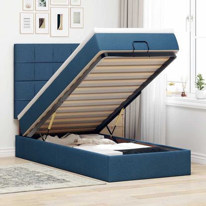 Pouf Letto con Materasso Blu 100x200 cm in Tessuto