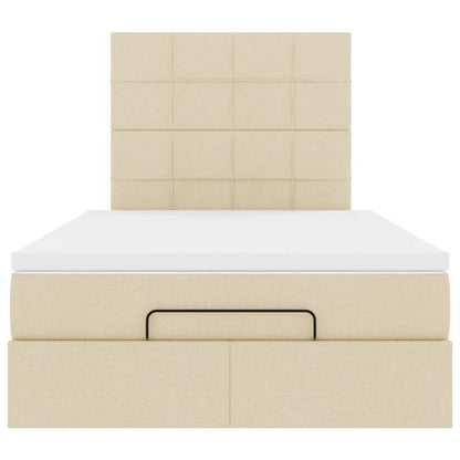 Struttura Letto Pouf con Materasso Crema 120x190 cm in Tessuto