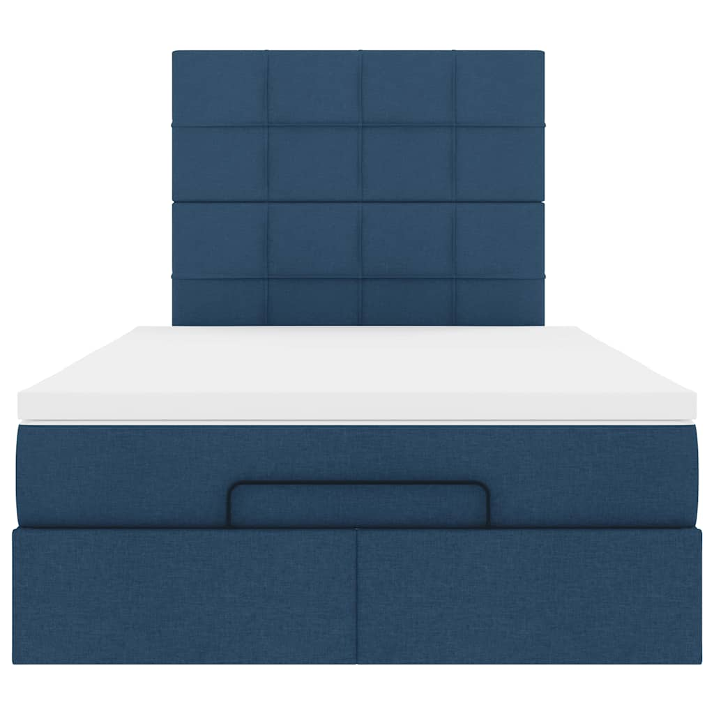 Struttura Letto Pouf con Materasso Blu 120x190 cm in Tessuto