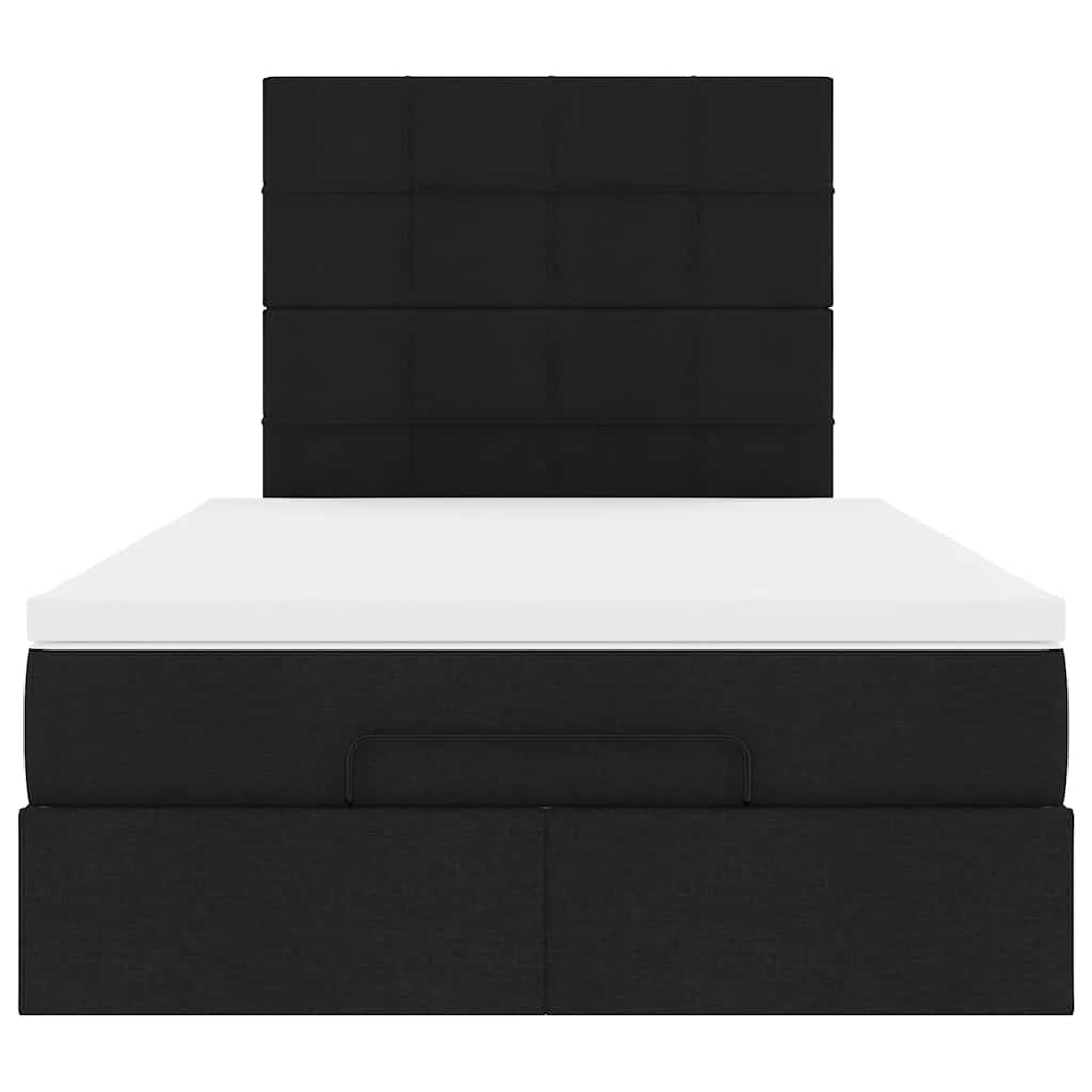 Struttura Letto Pouf con Materasso Nero 120x200 cm in Tessuto