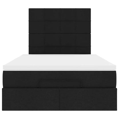 Struttura Letto Pouf con Materasso Nero 120x200 cm in Tessuto