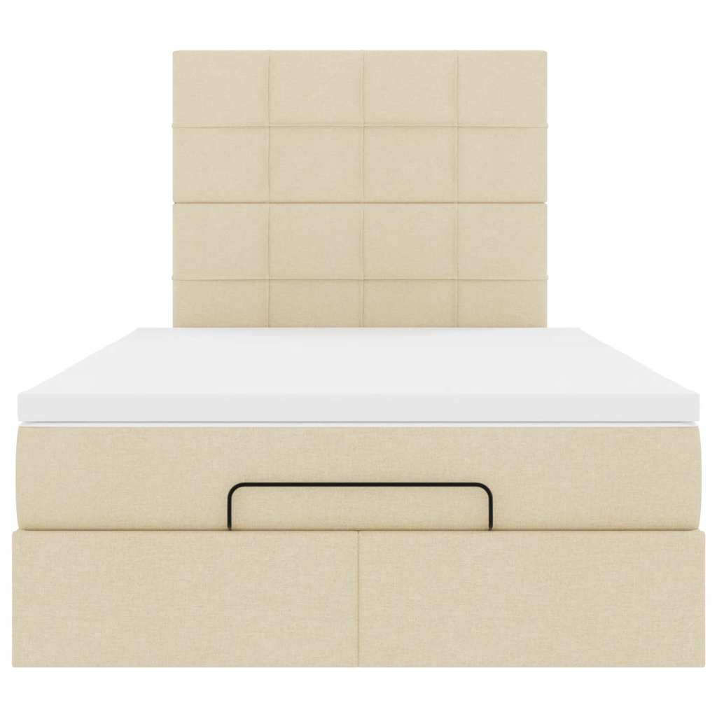 Struttura Letto Pouf con Materasso Crema 120x200 cm in Tessuto