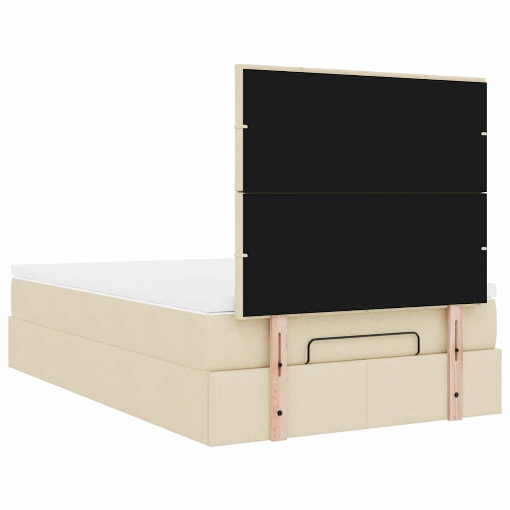 Struttura Letto Pouf con Materasso Crema 120x200 cm in Tessuto | homemem39