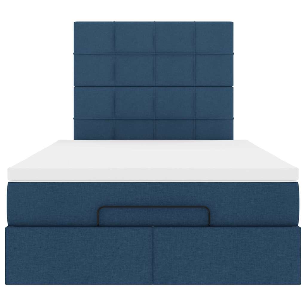 Struttura Letto Pouf con Materasso Blu 120x200 cm in Tessuto