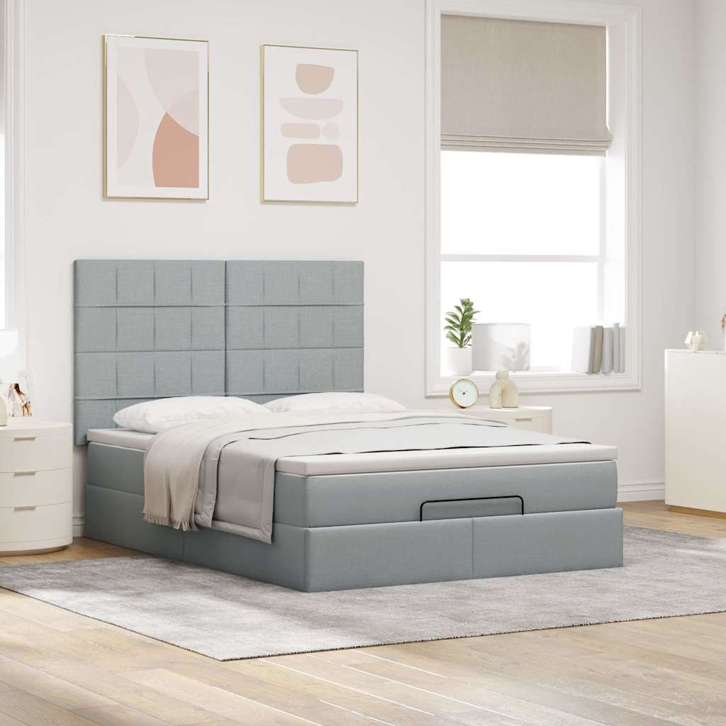Struttura Letto Pouf con Materasso 140x190 cm in Tessuto | homemem39