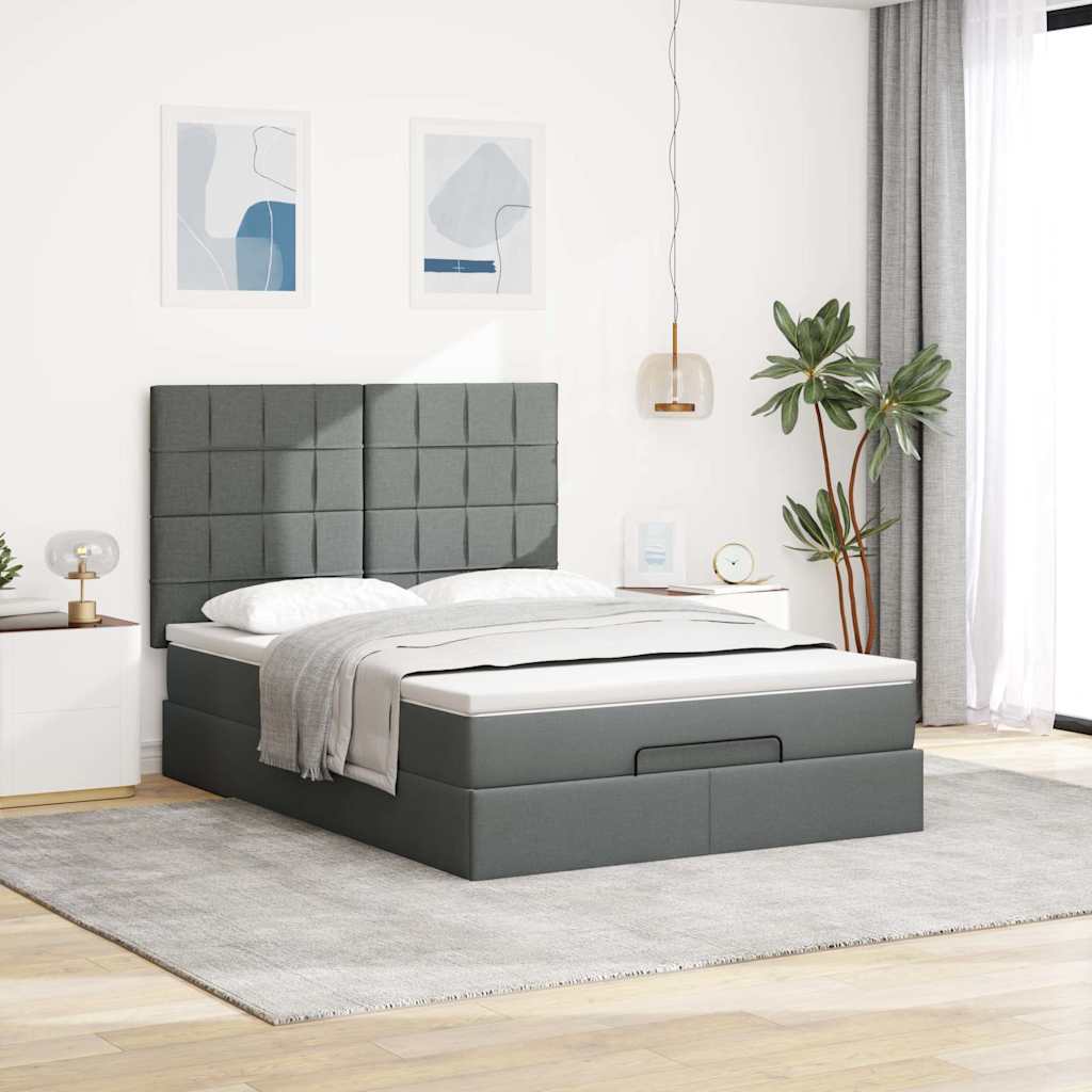 Struttura Letto Pouf con Materasso 140x190 cm in Tessuto | homemem39