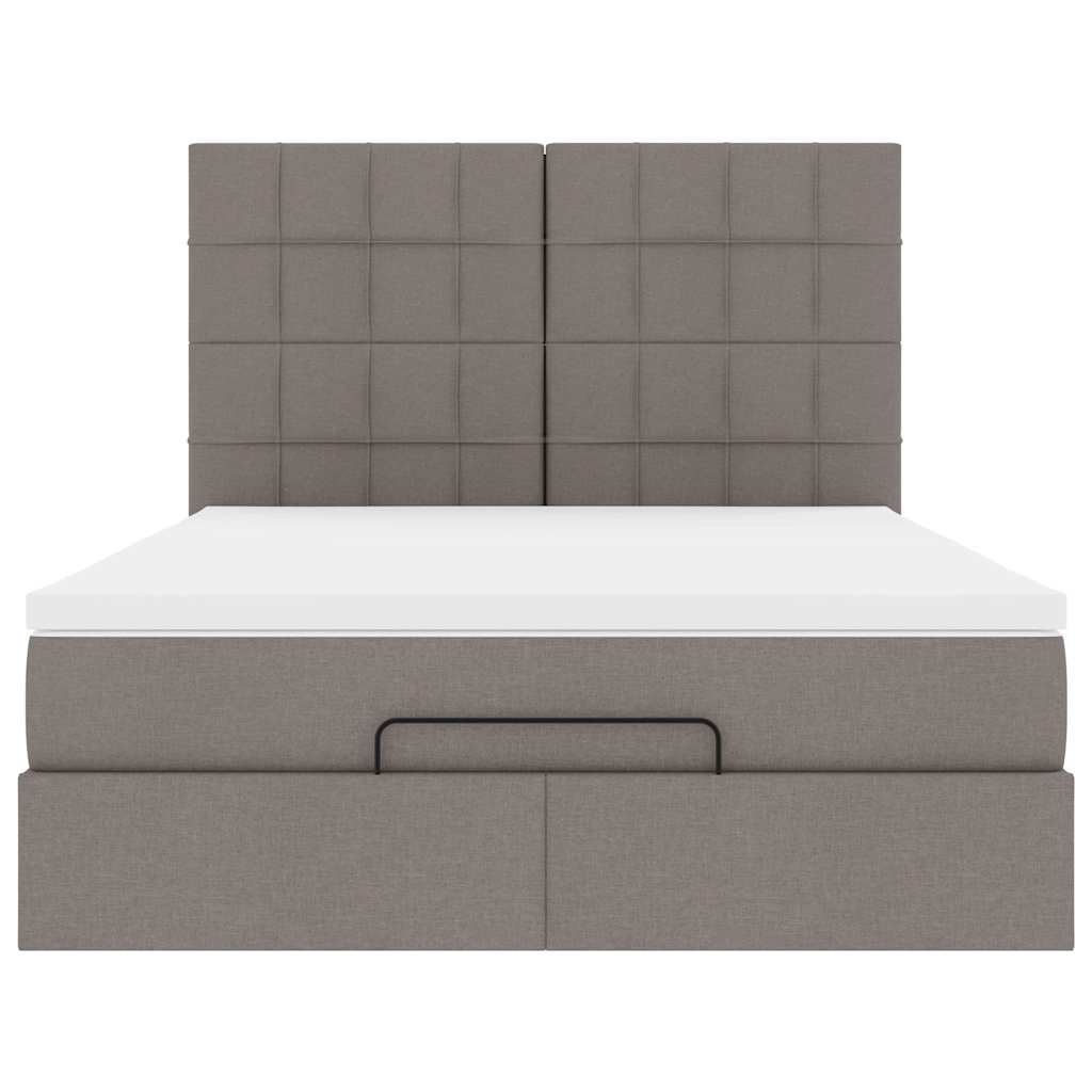 Struttura Letto Pouf con Materasso Tortora 140x190 cm Tessuto | homemem39