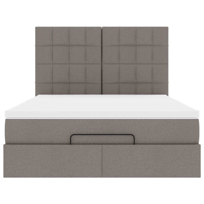 Struttura Letto Pouf con Materasso Tortora 140x190 cm Tessuto | homemem39