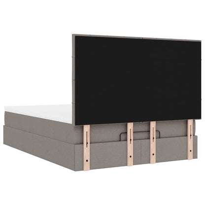 Struttura Letto Pouf con Materasso Tortora 140x190 cm Tessuto | homemem39