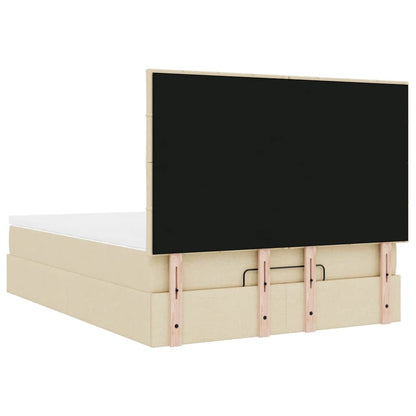 Struttura Letto Pouf con Materasso Crema 140x190 cm in Tessuto | homemem39