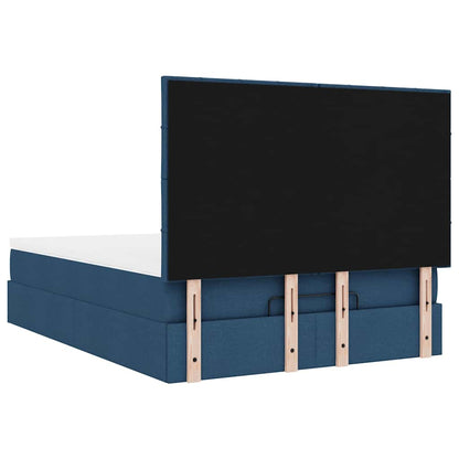Struttura Letto Pouf con Materasso Blu 140x190 cm in Tessuto | homemem39