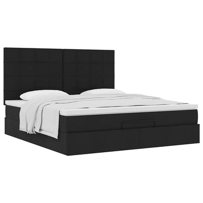 Struttura Letto Pouf con Materasso Nero 160x200 cm in Tessuto | homemem39