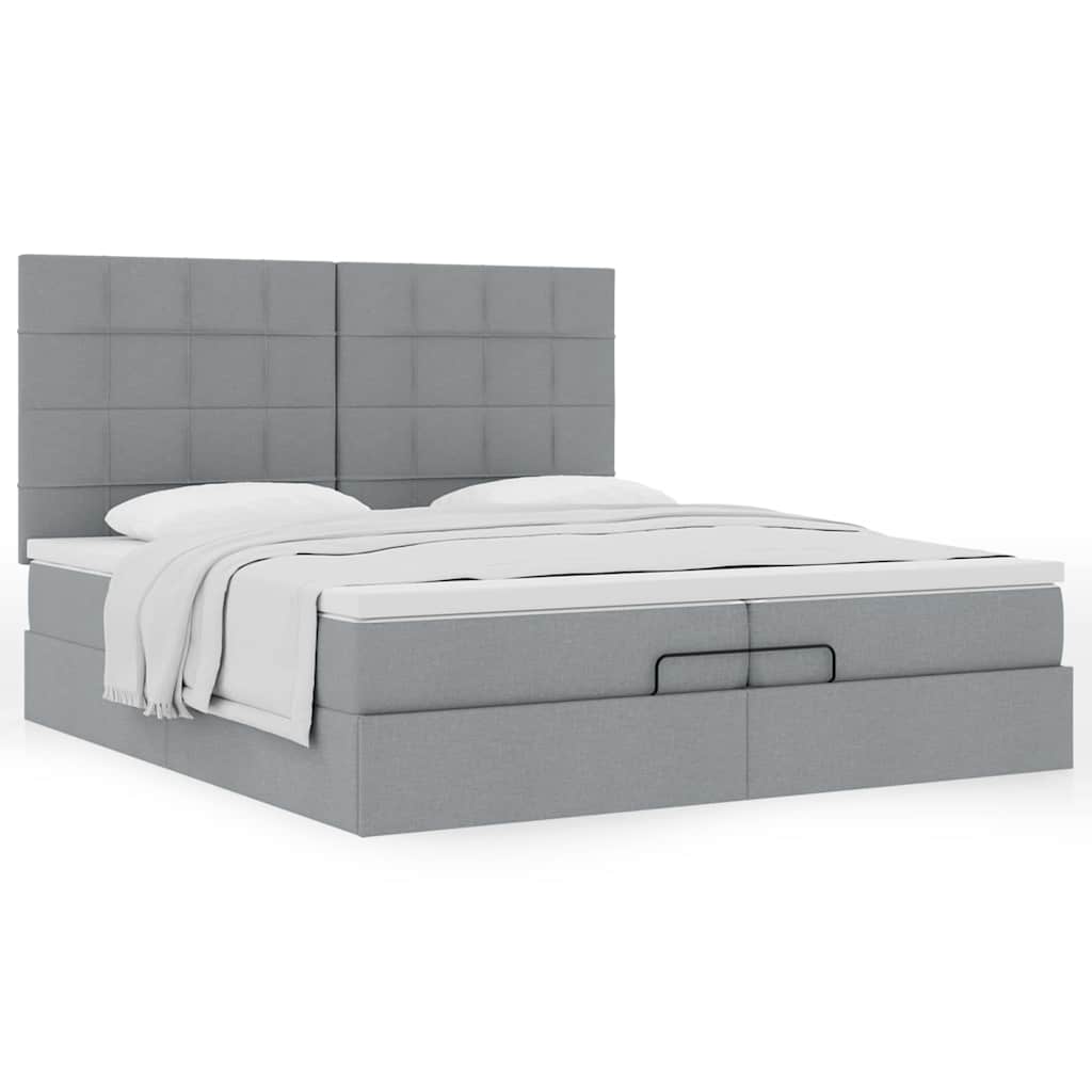 Struttura Letto Pouf con Materassi 200x200 cm in Tessuto | homemem39