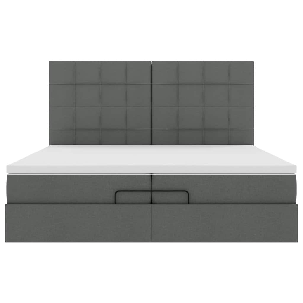 Struttura Letto Pouf con Materassi 200x200 cm in Tessuto