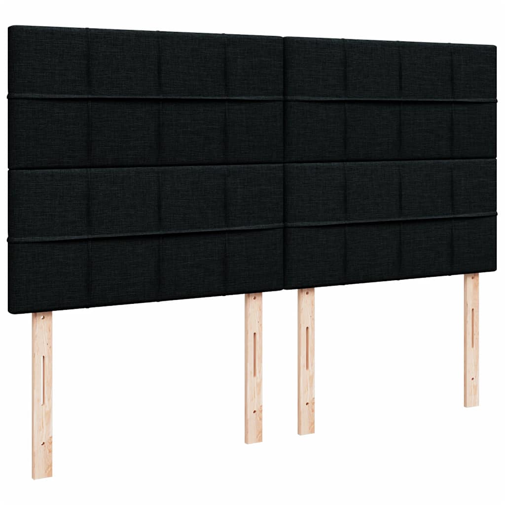 Struttura Letto Pouf con Materassi Nero 200x200 cm in Tessuto