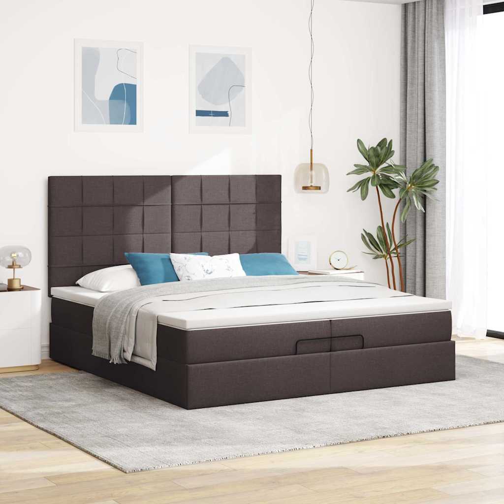Struttura Letto Pouf con Materassi 200x200 cm in Tessuto | homemem39