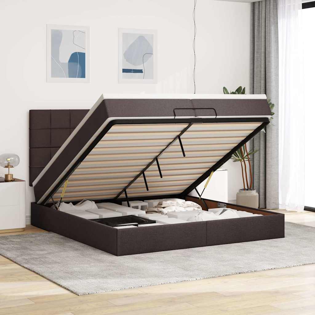 Struttura Letto Pouf con Materassi 200x200 cm in Tessuto | homemem39