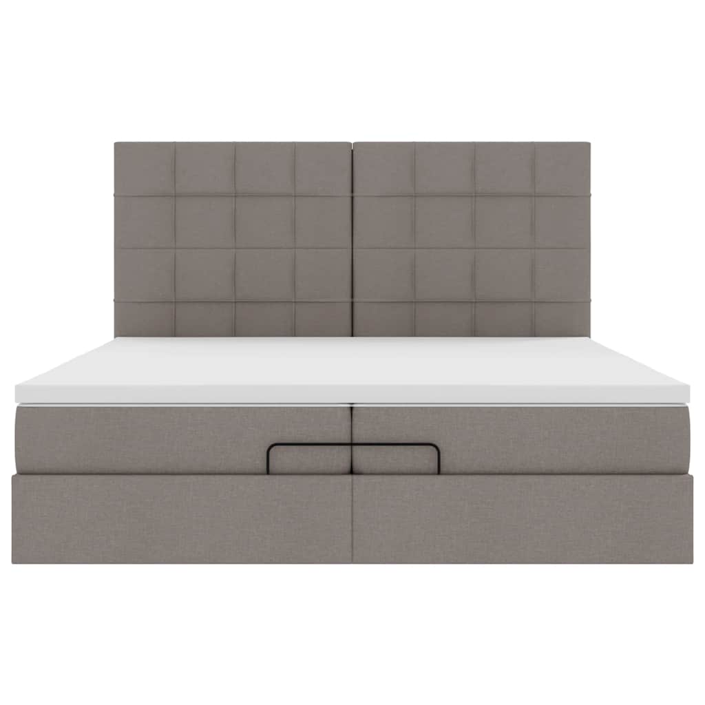 Struttura Letto Pouf con Materassi Tortora 200x200 cm Tessuto | homemem39