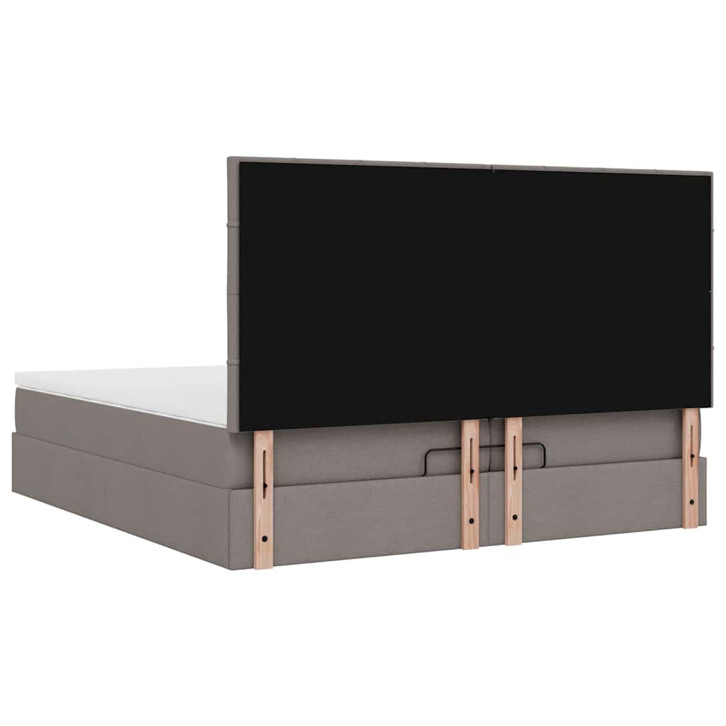 Struttura Letto Pouf con Materassi Tortora 200x200 cm Tessuto