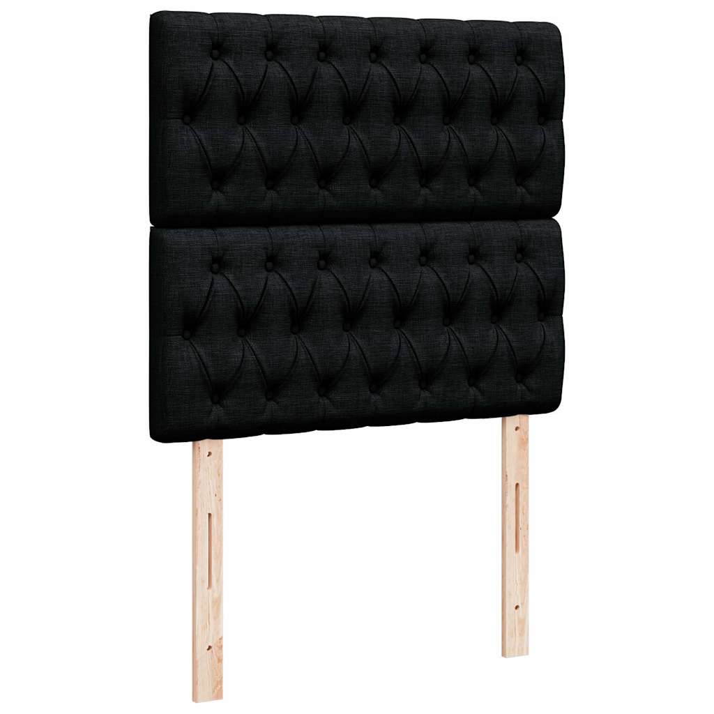 Struttura Letto Pouf con Materasso Nero 80x200 cm in Tessuto