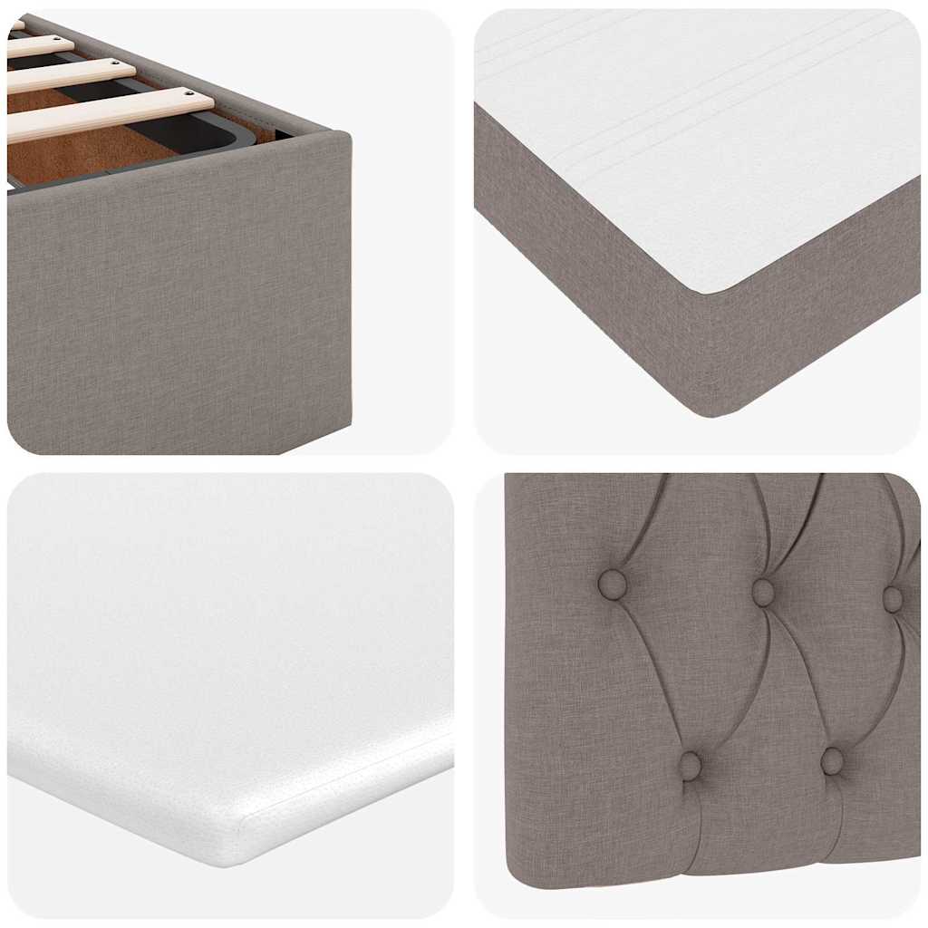 Struttura Letto Pouf con Materasso Tortora 80x200 cm in Tessuto