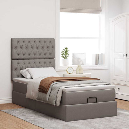 Struttura Letto Pouf con Materasso Tortora 80x200 cm in Tessuto
