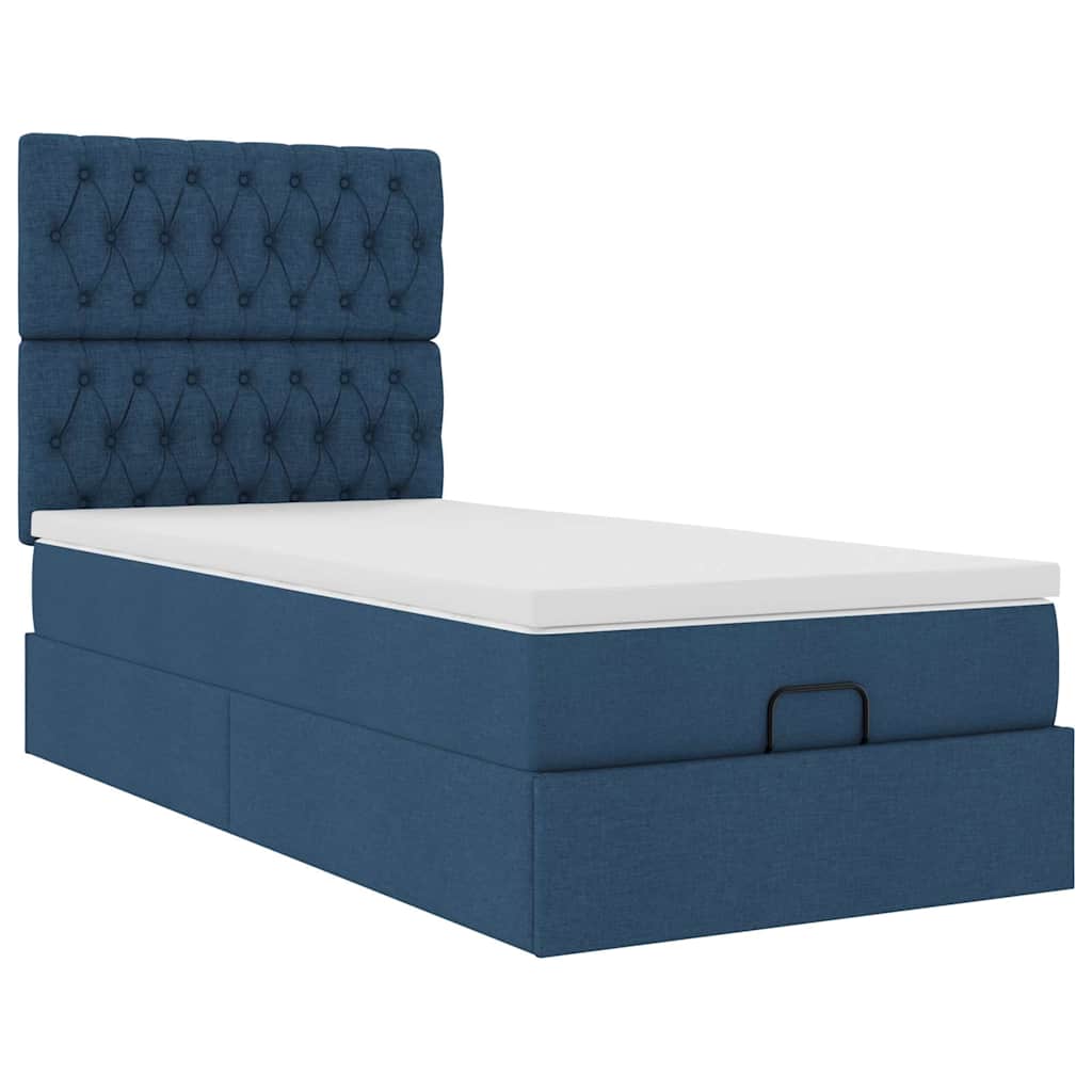 Struttura Letto Pouf con Materasso Blu 80x200 cm in Tessuto | homemem39