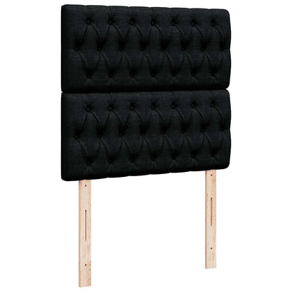 Struttura Letto Pouf con Materasso Nero 90x190 cm in Tessuto