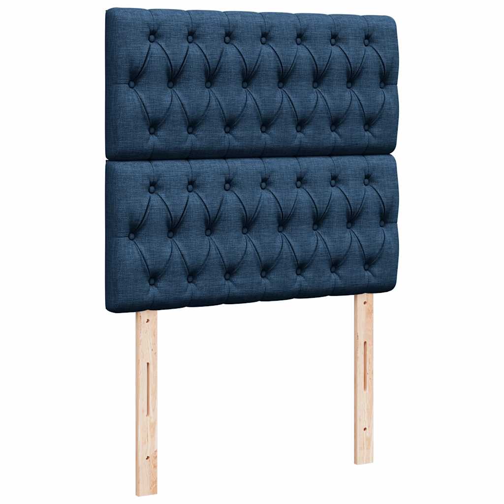 Struttura Letto Pouf con Materasso Blu 90x190 cm in Tessuto