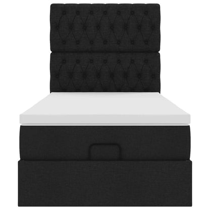 Pouf Letto con Materasso Nero 90x200 cm in Tessuto - homemem39