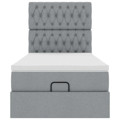 Pouf Letto con Materasso Grigio Chiaro 100x200 cm in Tessuto - homemem39
