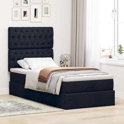 Pouf Letto con Materasso Nero 100x200 cm in Tessuto | homemem39