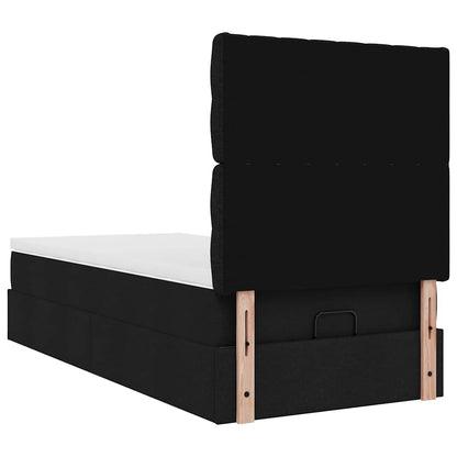 Pouf Letto con Materasso Nero 100x200 cm in Tessuto | homemem39