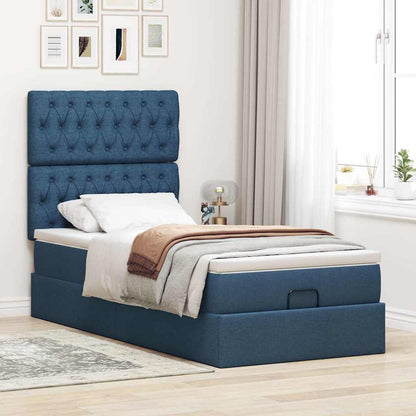 Pouf Letto con Materasso Blu 100x200 cm in Tessuto