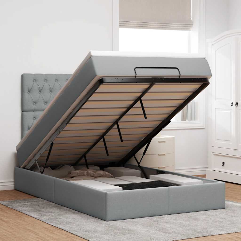 Struttura Letto Pouf con Materasso 120x190 cm in Tessuto