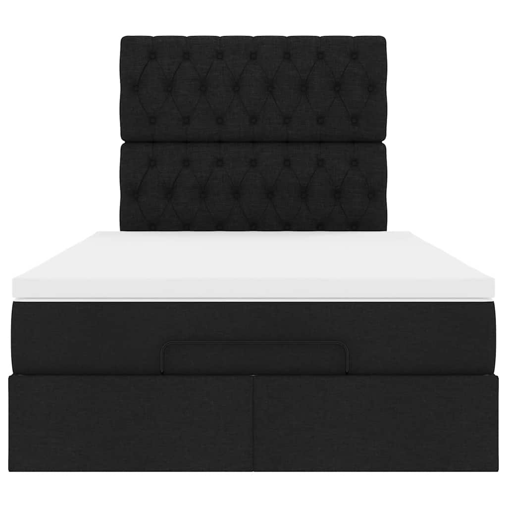 Struttura Letto Pouf con Materasso Nero 120x190 cm in Tessuto