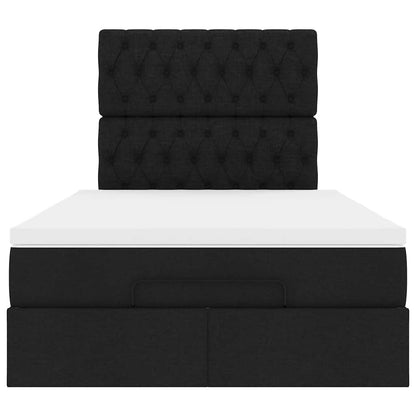 Struttura Letto Pouf con Materasso Nero 120x190 cm in Tessuto