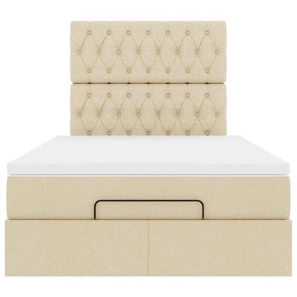 Struttura Letto Pouf con Materasso Crema 120x190 cm in Tessuto