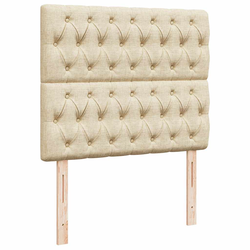 Struttura Letto Pouf con Materasso Crema 120x190 cm in Tessuto