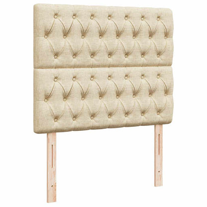 Struttura Letto Pouf con Materasso Crema 120x190 cm in Tessuto