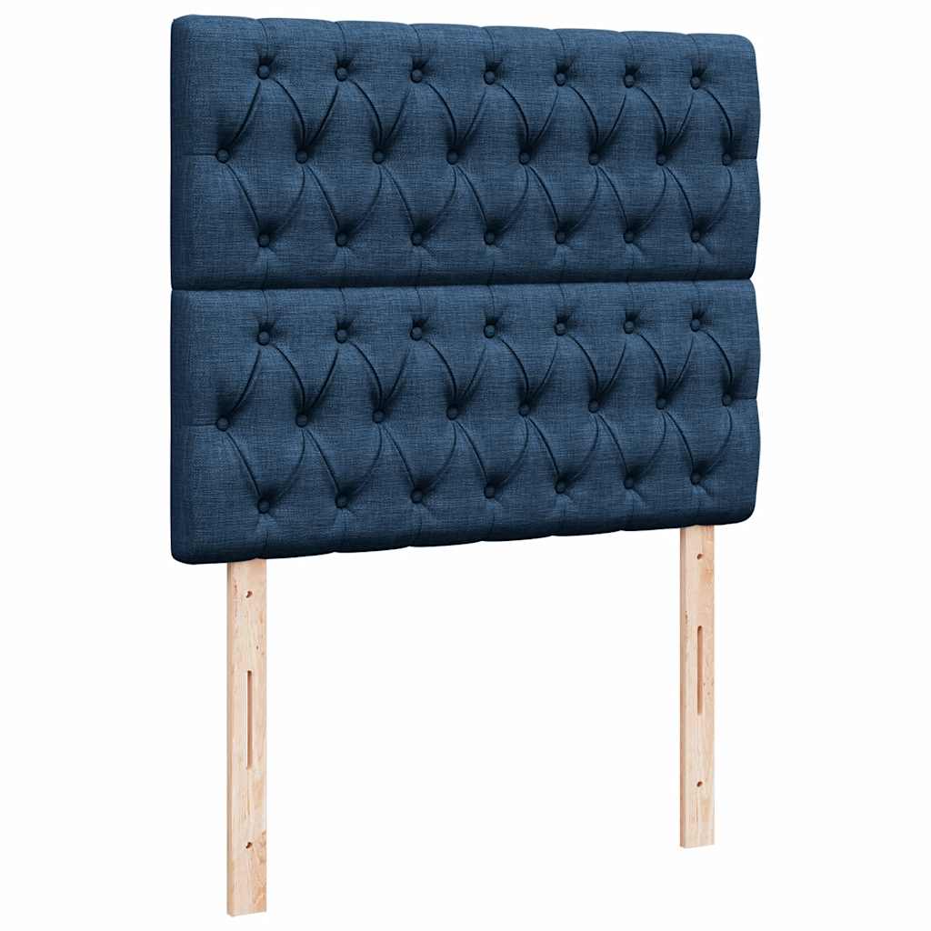 Struttura Letto Pouf con Materasso Blu 120x190 cm in Tessuto