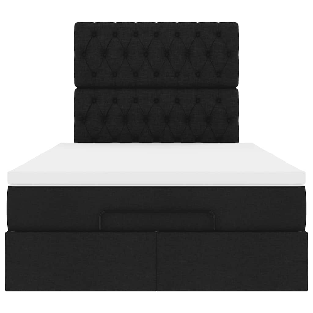Struttura Letto Pouf con Materasso Nero 120x200 cm in Tessuto