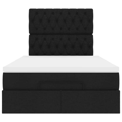 Struttura Letto Pouf con Materasso Nero 120x200 cm in Tessuto