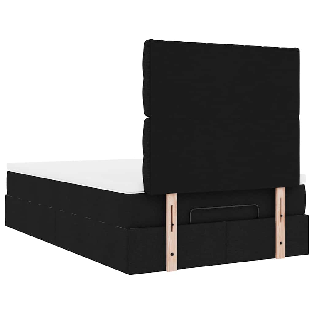 Struttura Letto Pouf con Materasso Nero 120x200 cm in Tessuto